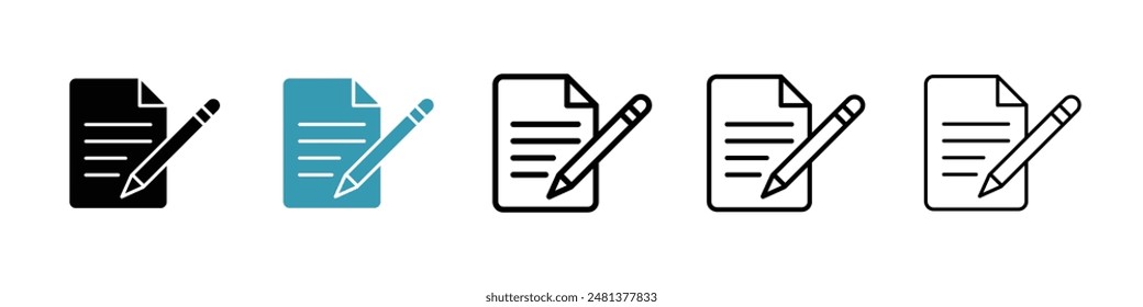 Registration paper line icon vector set.