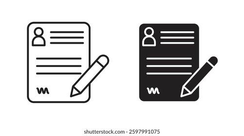 Registration paper line icon vector set.