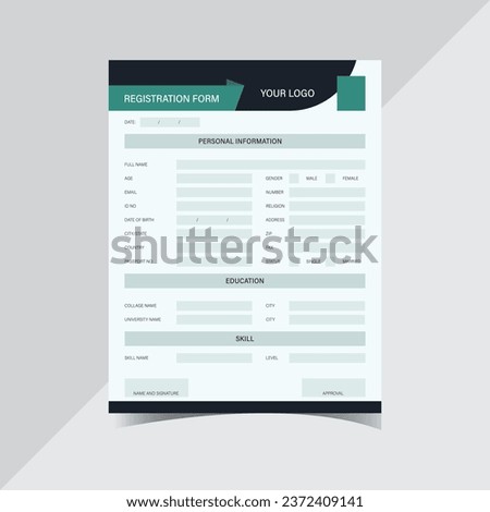 Registration Print Form A4 Template