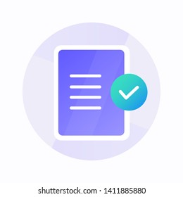 Registration Security Flat Icon With Gradient Style. Check List Success Icon For Business And Presentation