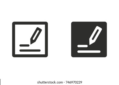 Registration vector icon. Black illustration isolated on white background for graphic and web design.