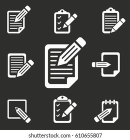 Registration vector icons set. Illustration isolated for graphic and web design.