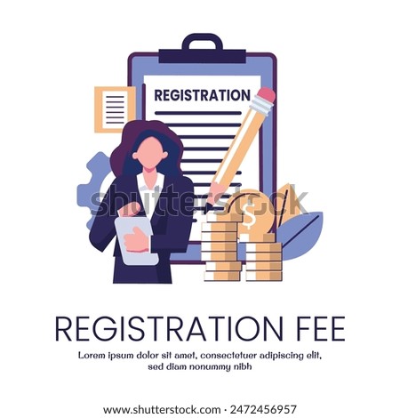 registriation fee flat style illustration vector design