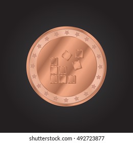 Registry Editor embossed realistic bronze coin precious Icon / Logo Design