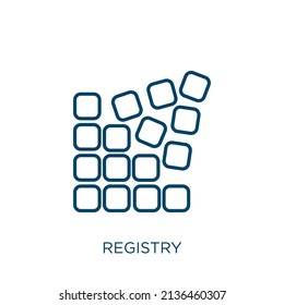 registry icon. Thin linear registry outline icon isolated on white background. Line vector registry sign, symbol for web and mobile