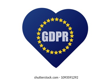 Reglamento protección de datos de Europa en forma de corazón.