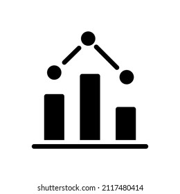 Regression in data mining black glyph icon. Statistical method of information process. Graph of value falling. Dataset analyze. Silhouette symbol on white space. Vector isolated illustration