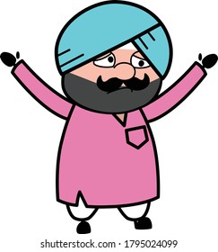 Regret Cute Sardar Cartoon Character Design Illustration