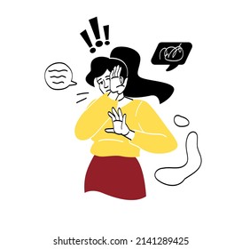 Regret Embarrassed People Girl Covers Face Stock Vector (Royalty Free ...