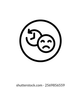 Regret expression icon Black and white outline vector