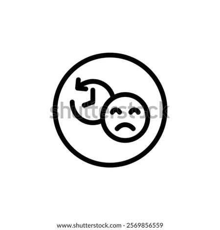 Regret expression icon Black and white outline vector