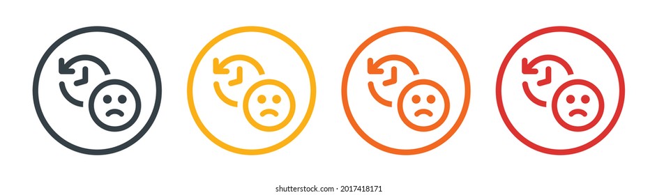 Regret Expression Icon Set. Symbol Of Loss Or Missed Opportunity In The Past.