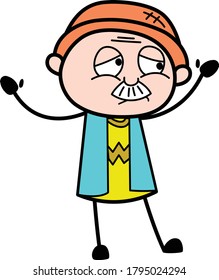 Regret Grandpa Cartoon Vector Character Design Illustration
