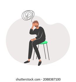 Regret on business mistake, frustration or depressed, stupidity or foolish losing all money, stressed and anxiety on failure concept, frustrated businessman holding his head sitting alone on the chair
