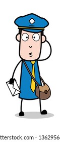 Regret - Postman Cartoon Courier Guy Vector Illustration