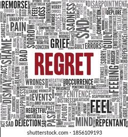 Regret vector illustration word cloud isolated on a white background.