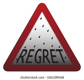 A regret warning sign isolated on a white background