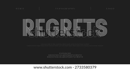 Regrets, Creative digital minimal modern alphabet fonts. Typography minimalist urban digital fashion future creative logo font. vector illustration
