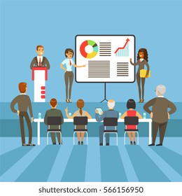 Regular Business Results And Achievement Presentation With Info Materials And Graphic Charts With The Major Shareholders
