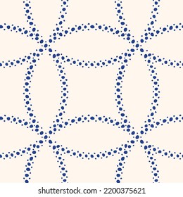 Regular circles hand drawn in ink. Round seamless pattern with doodle spots. Vector background for fabric, wrapping or wallpaper.