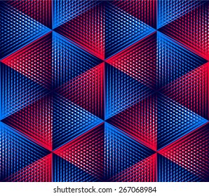 Regular colorful endless pattern with intertwine three-dimensional figures, continuous geometric background, clear EPS10 vector.