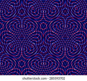 Regular colorful endless pattern with intertwine three-dimensional figures, continuous illusory geometric background, clear EPS10.