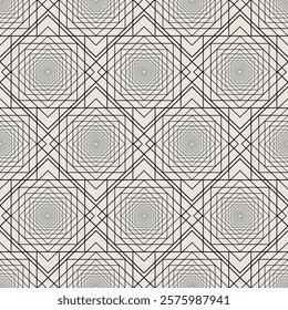 Regular contrast seamless pattern with intertwine three-dimensional figures. Geometric seamless background. EPS vector illustration