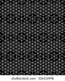 Regular contrast textured endless pattern with cubes, continuous black and white geometric background.