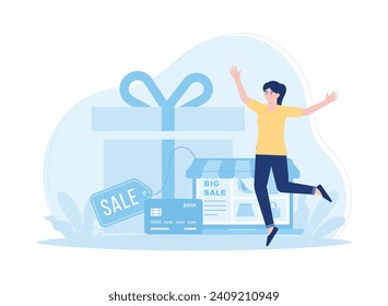 Regular customers or clients receive purchase bonuses  receive discounts and specials trending concept flat illustration