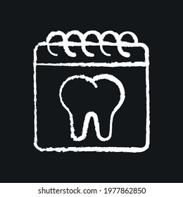Regular dental check-ups chalk icon. Dental services and therapy. Vector isolated black illustration.