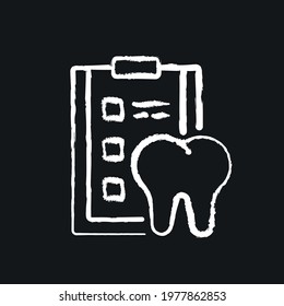 Regular dental check-ups chalk icon. Dental services and therapy. Vector isolated black illustration.
