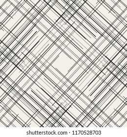 Regular discontinue thin lines in diagoal crossing seamless pattern with monochrome look.