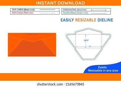 Regular Envelope 3.875x7.5 inch  die cut template