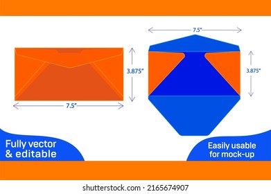 Regular Envelope 3.875x7.5 inch  die cut template