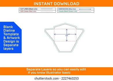 Regular Envelope design 3.75x6.75 inch dieline template and 3D envelope