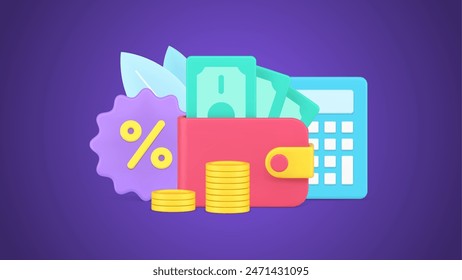 Regelmäßige Finanzanalysen, Haushaltsbudgetprüfung, Unternehmensgewinnberechnung, Einsparungen Investitionen 3D-Ikone isometrische Vektorillustration. Lohn für Buchhaltung mit Bargeld