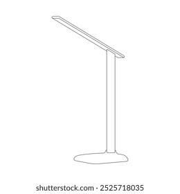 Regular flexible desk lamp. Line art interior home and office decor desktop furniture. Adjustable table lamp for reading. Flat design colored vector illustration.