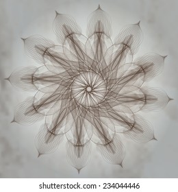 Regular geometric form generated on the computer. Fractal design.