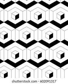REGULAR GEOMETRIC. SEAMLESS MODERN PATTERN. OPTIC ART. HEXAGONAL BASIC SHAPE