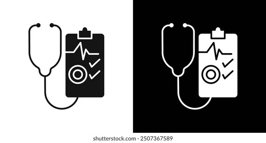 Regular health checkups icon flat line symbol set.