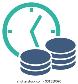 Regular Income vector icon. Style is flat bicolor cobalt and cyan symbol, rounded angles, white background.