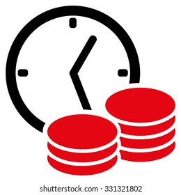 Regular Income vector icon. Style is flat bicolor intensive red and black symbol, rounded angles, white background.