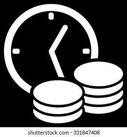 Regular Income vector icon. Style is flat white symbol, rounded angles, black background.