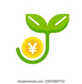 Inversión regular (inversión a largo plazo) Icono vector (Yen japonés)