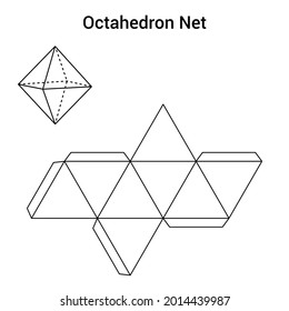 regular octahedron net vector illustration