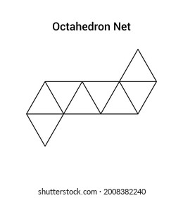 regular octahedron net vector on white background