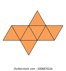 regular octahedron net vector on white background