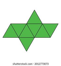 regular octahedron net vector on white background
