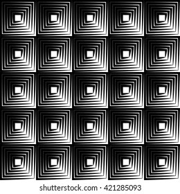 Regular pattern with concentric squares. Seamlessly repeatable.