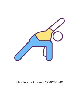 Regular physical activity RGB color icon. Balance improvement. Boosting energy. Strengthening bones, muscles and joints. Managing weight loss. Physical exercises. Isolated vector illustration